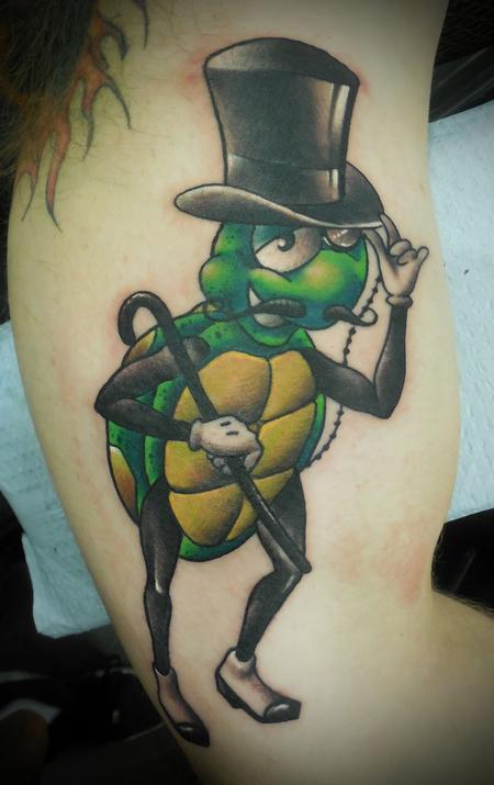 New School Gentleman Turtle. Tattoo Design Thumbnail